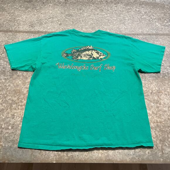 Wavelengths Surf Shop Morro Bay Tee Shirt Mens XL Green Surfing California Beach - Picture 6 of 11